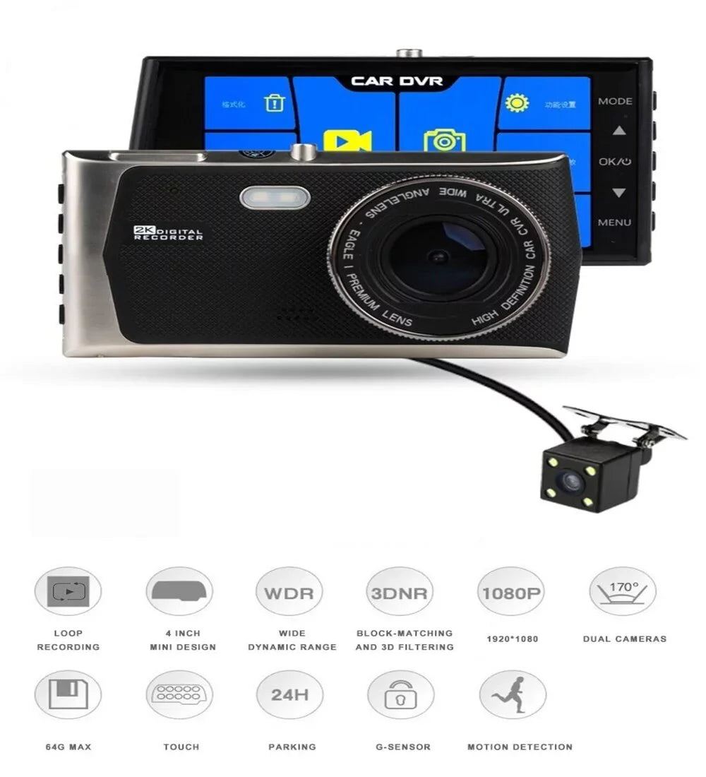 HD Dash Cam 4" IPSize Touch Sizecreen Dual Lens Car Camera 1080P FHD Video Record and Backup Camera, 170 Degree Angle,G-Sizeensor,Parking Monitor, Loop Record& Night WITH 32 GB SizeD CARD