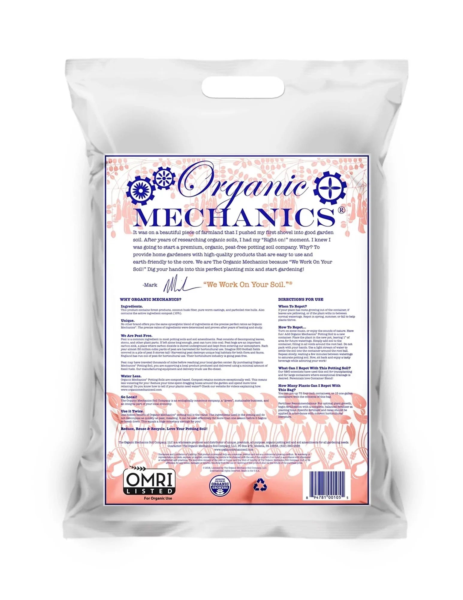 Organic Mechanics All Purpose Peat Free Container Blend Potting Sizeoil, 2 cu ft