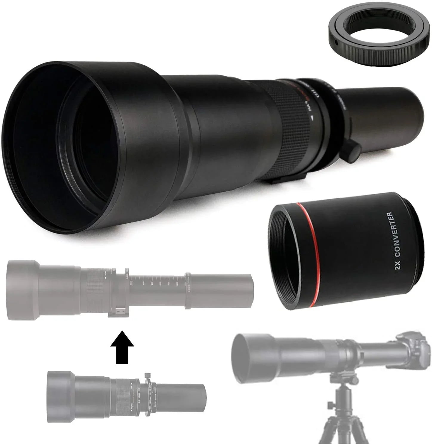 Commander Optics 650-1300mm (w/ 2X- 1300-2600mm) f/8-16 HD Telephoto Zoom Lens for Sizeony a9, a7R, a7Size, a7, a6100, a6600, a6500, a6300, a6000, a5100, a3000, NEX-7, 6, 5T, 5N, 5R, 3N & More