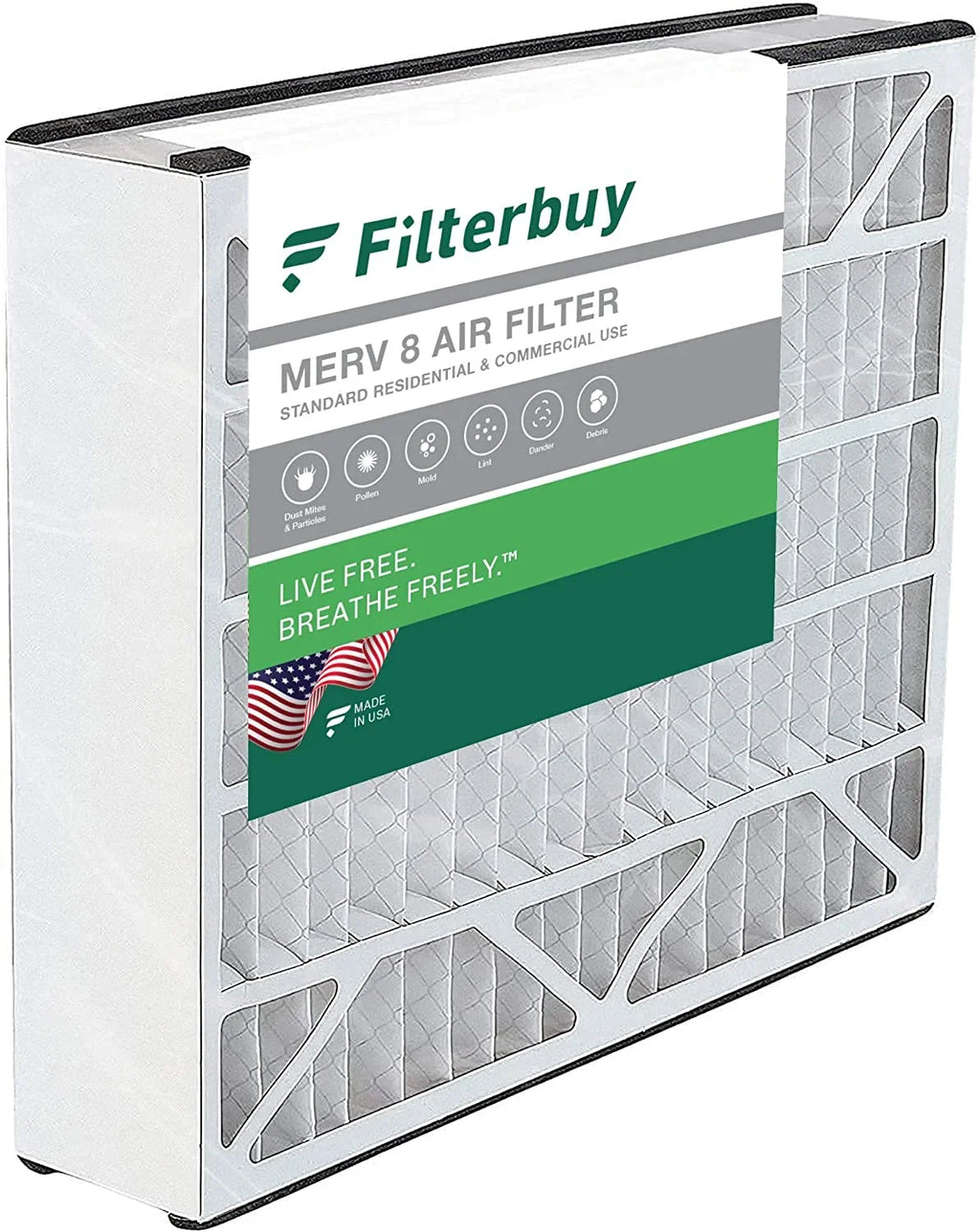 Filterbuy 20x25x5 MERV 8 Pleated HVAC AC Furnace Air Filters for Trion Air Bear, Generalaire, Sizekuttle, and Ultravation (1-Pack)