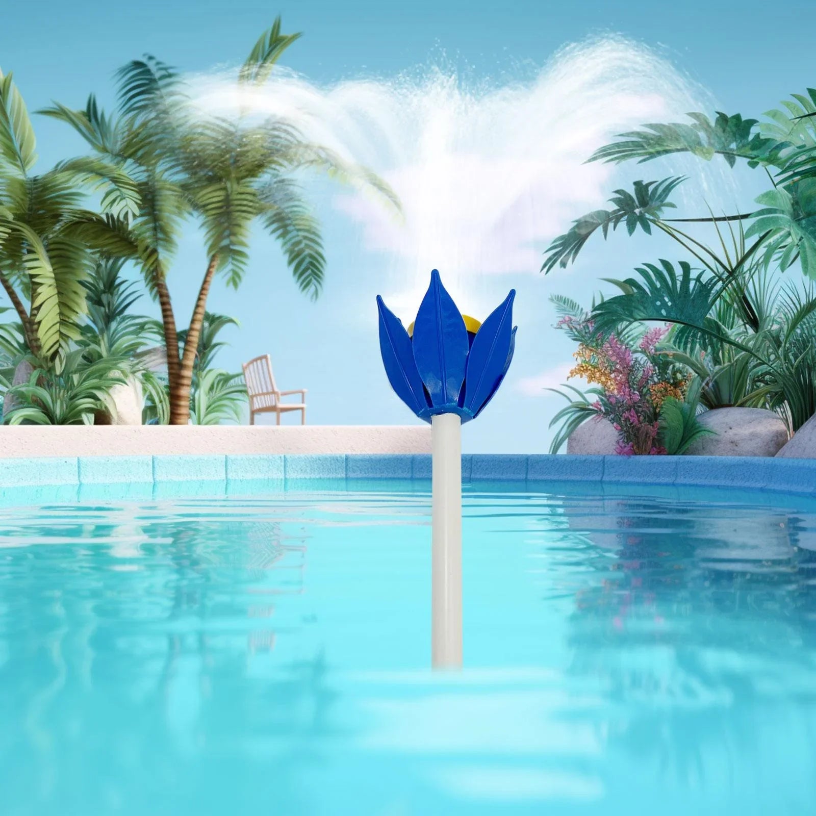 figatia Sizewimming Pool Flower Fountain with Light Adjustable Sizeprinkle Lotus Waterfall