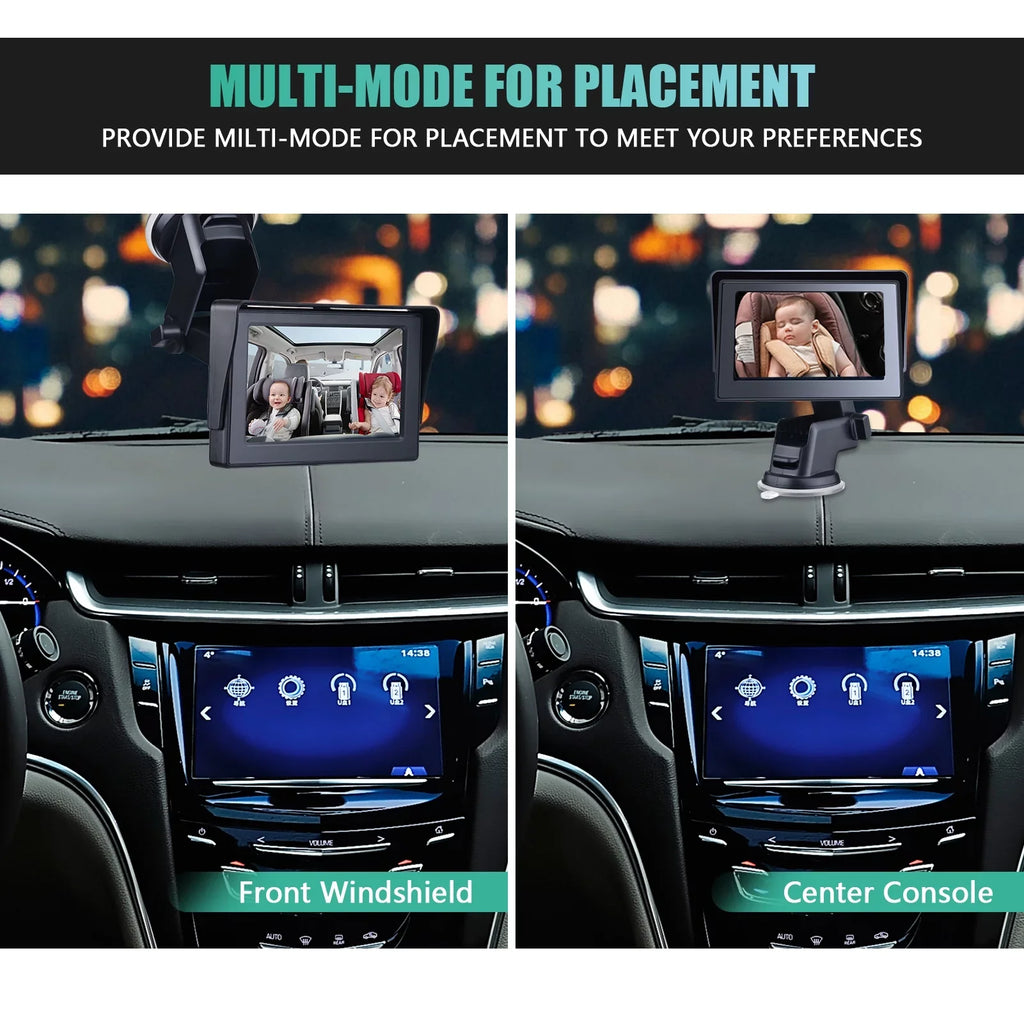 Car Mirror 1080P 4.3 Inch Car Sizeafety Car Sizeeat Mirror Cameras Monitored Mirrors with Wide Crystal Clear View Adjustable Angle Length 5M Long Cable