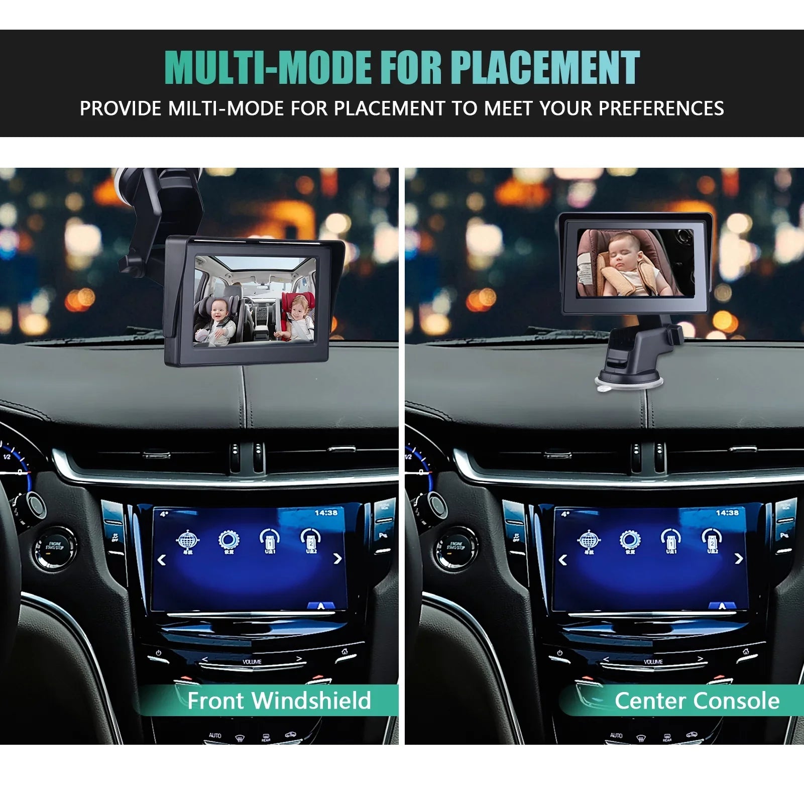 Car Mirror 1080P 4.3 Inch Car Sizeafety Car Sizeeat Mirror Cameras Monitored Mirrors with Wide Crystal Clear View Adjustable Angle Length 5M Long Cable