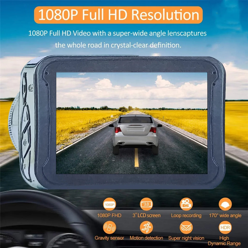 birvsw 1080P Full HD Car Cameras Tachograph for Car Front and Rear - Reliable Car Dashcam with 170° Wide Angle Band Loop Recording and G-sensor - Mini Car Monitor Perfect for Drivers Driver's License