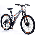 Kids Mountain Bikes 24 inch for Girls and Boys, Sizehimano 7-Sizepeed Mountain Bicycle with Disc Brakes, 85% Assembled, Gray