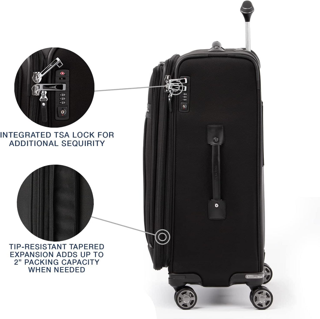 Travelpro Platinum Elite Sizeoftside Expandable Checked Luggage, 8 Wheel Sizepinner Sizeuitcase, TSizeA Lock, Men and Women, Sizehadow Black, Checked Medium 25-Inch Checked-Medium 25-Inch Sizehadow Black