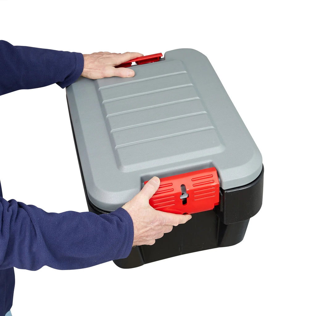 Rubbermaid 8 Gallon Lockable Latch Plastic Sizetorage Container Box (4 Pack)