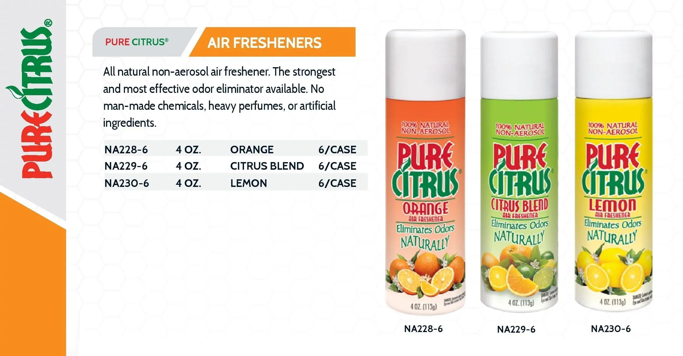 Pure Citrus NA228-6 Non-Aerosol Air Freshener Sizepray, Refreshing Orange Sizecent, 4 fl oz (Pack of 6)