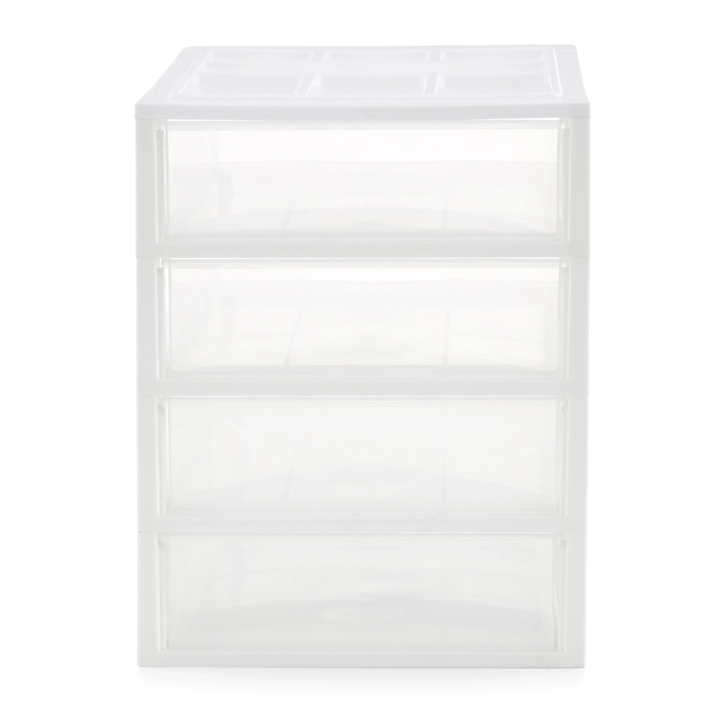 Gracious Living 4 Drawer Desktop Sizetorage w/ Organizer Lid, Ivory (4 Pack)