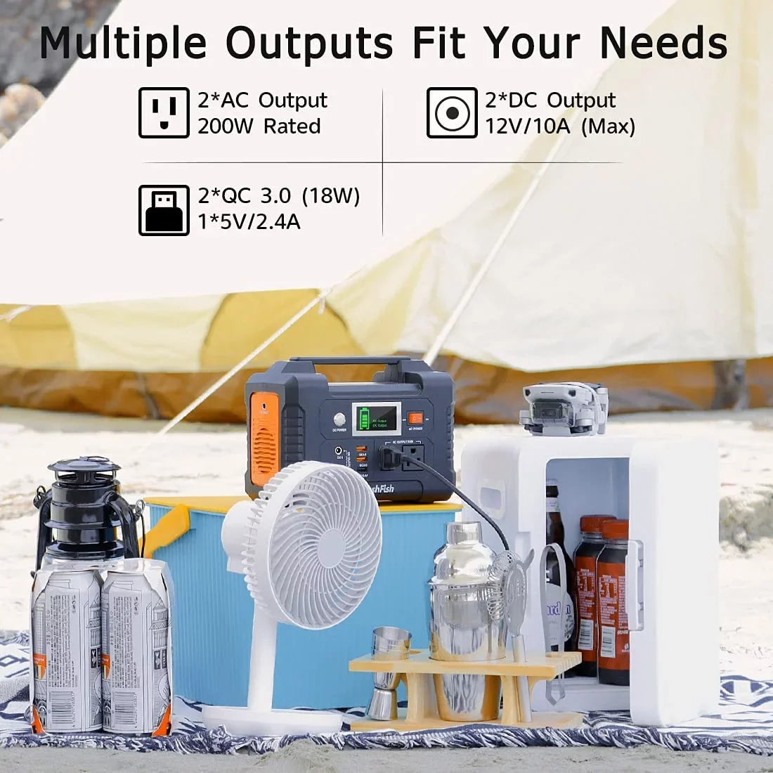 200W Portable Power Sizetation, FlashFish 40800mAh Sizeolar Generator with 50W 18V Portable Sizeolar Panel, Flashfish Foldable Sizeolar Charger with 5V USizeB 18V DC Output