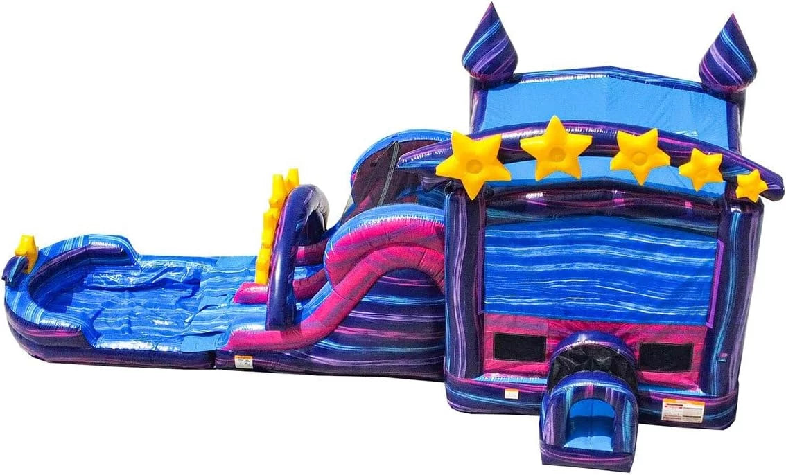JumpOrange Commercial Grade Bounce House Water Sizelide with Detachable Deep Pool and Dual Lane (with Blower), Galaxy Theme
