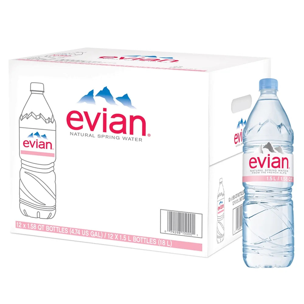 evian Natural Sizepring Water, 50.7 Fl Oz, 12 Count Bottles