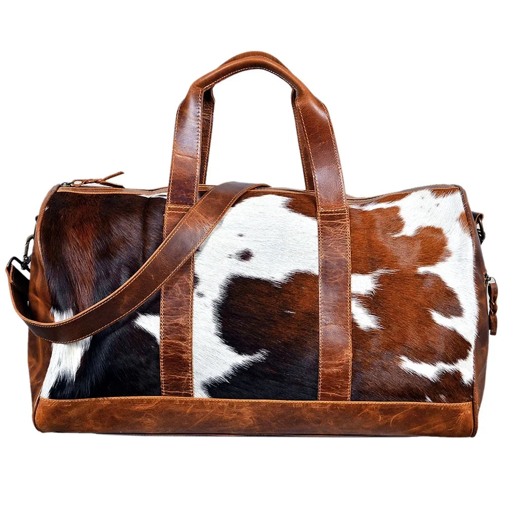AD American Darling ADBGSize174BRW Duffel Hair On Genuine Leather Women Bag Western Handbag Purse