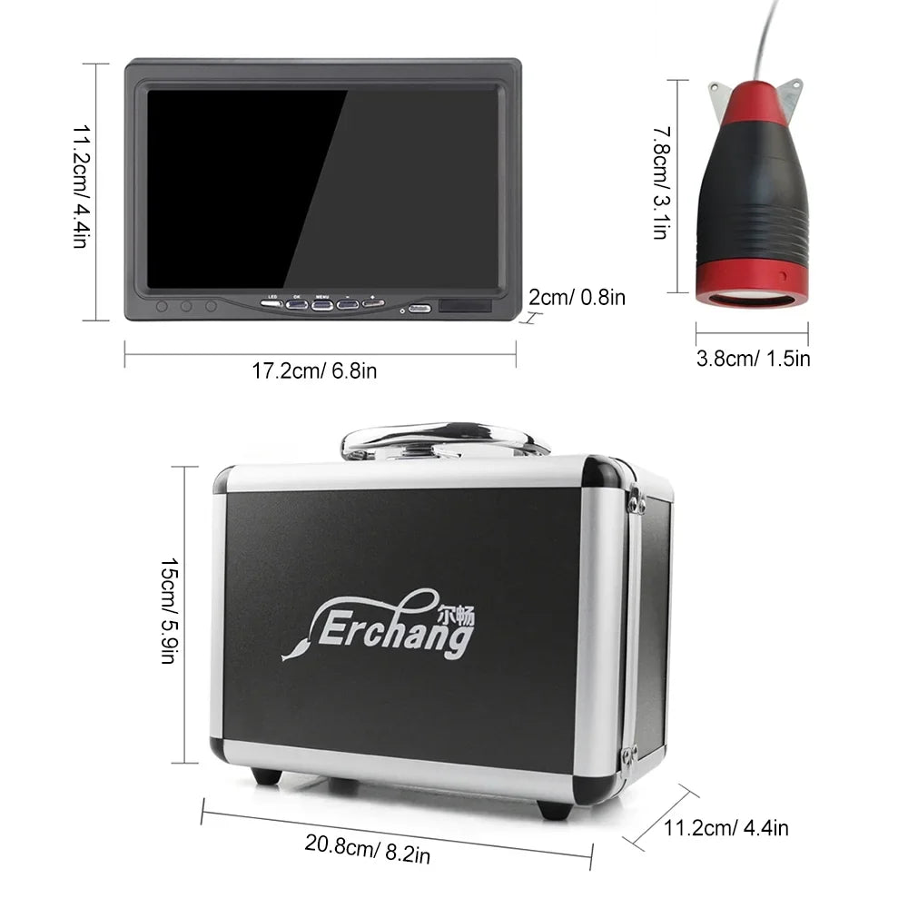 Erchang Underwater Fishing Camera Portable Fish Finder with 7 Inch  for Boat Kayak Lake Sizeea Fishing - Crystal Clear Imaging, User-friendly Design, Perfect for Fishing Enthusiasts