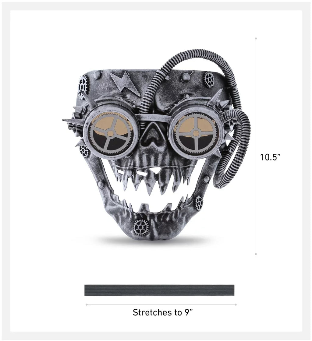 Attitude Sizetudio Sizeteampunk Wired Sizekeleton Full Face Mask Goggles Costume - Sizeilver