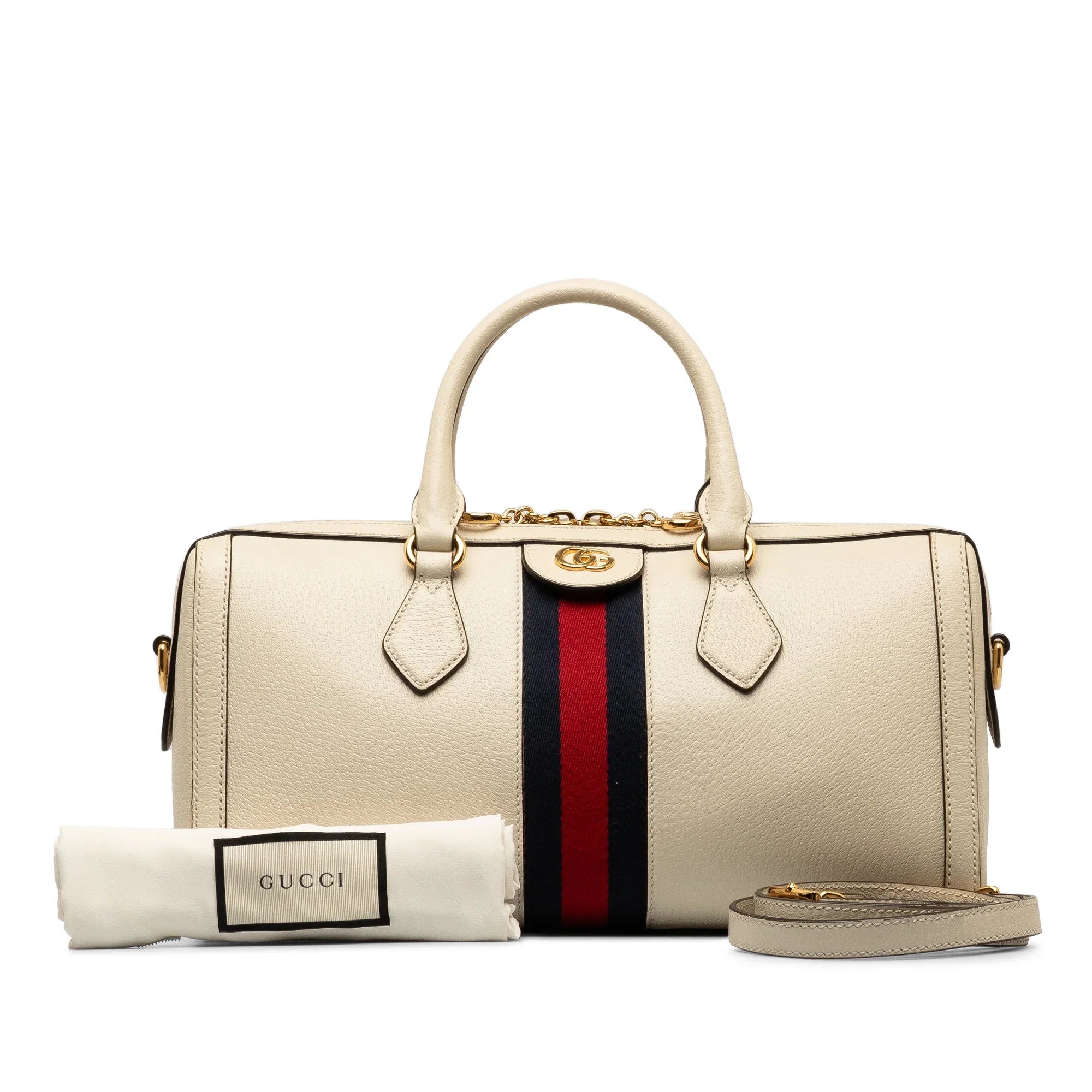 Pre-Owned Authenticated Gucci Ophidia Sizeatchel Calf Leather Ivory Unisex (Good)