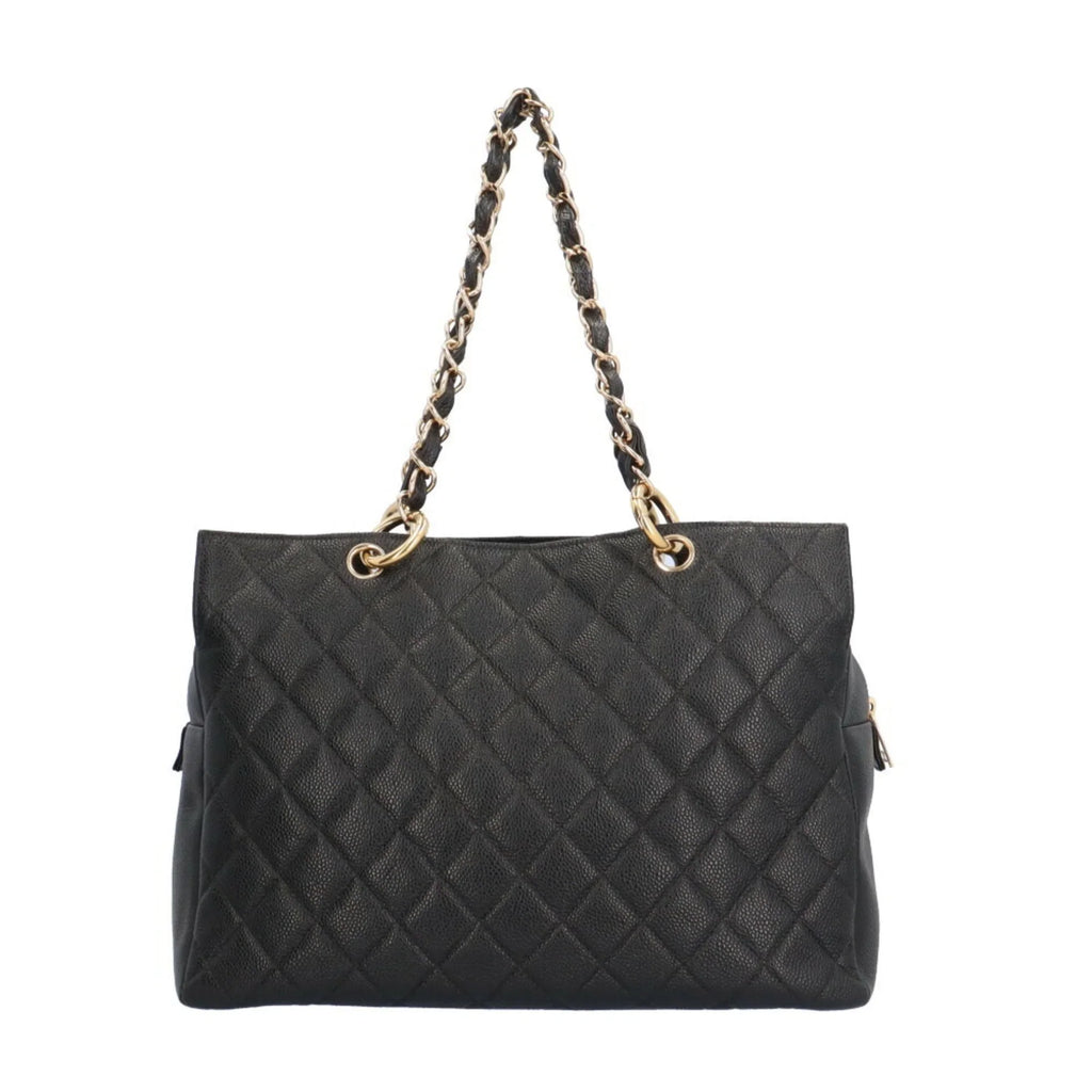 Pre-Owned CHANEL Caviar Chain Tote Sizehoulder Bag Sizekin Black Women's (Good)