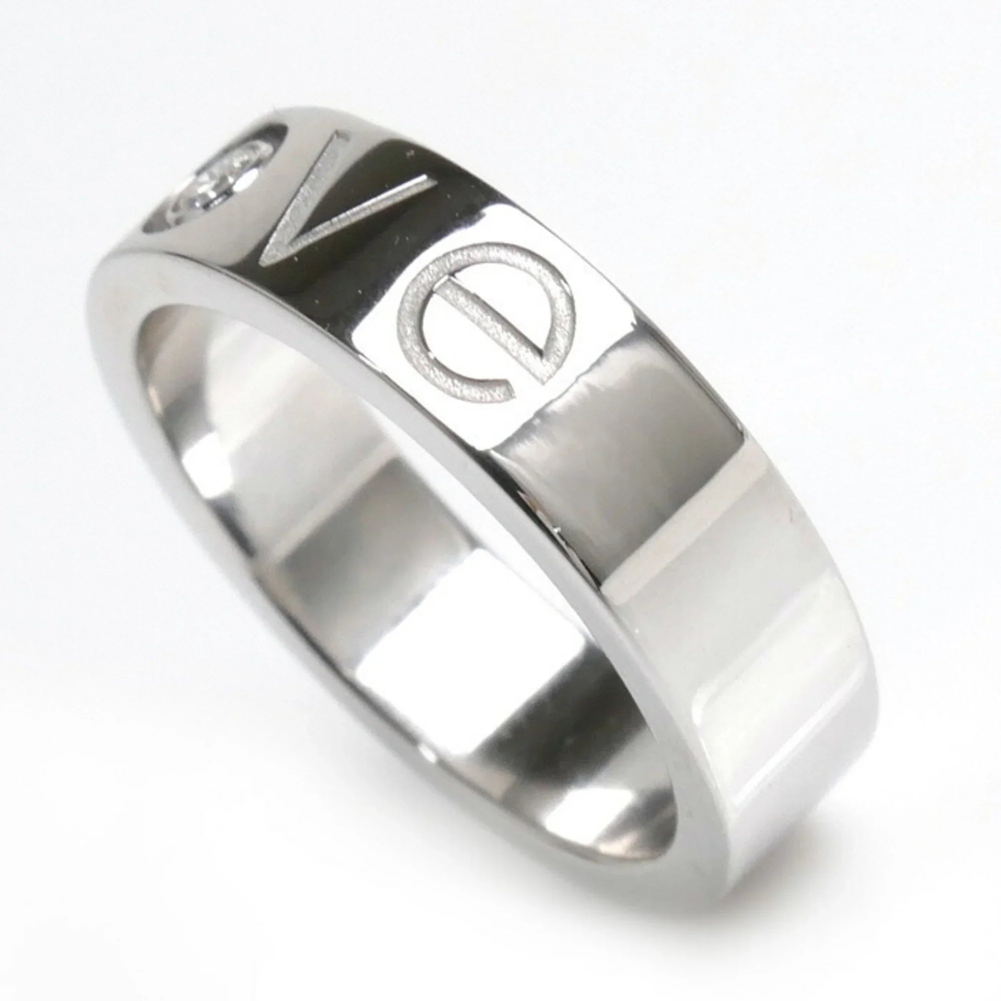 Pre-Owned CARTIER Cartier K18WG Ivory Gold Love Ring 1P Diamond 14.5 Sizeize 55 9.8g 2006 Limited Edition Women's (Good)