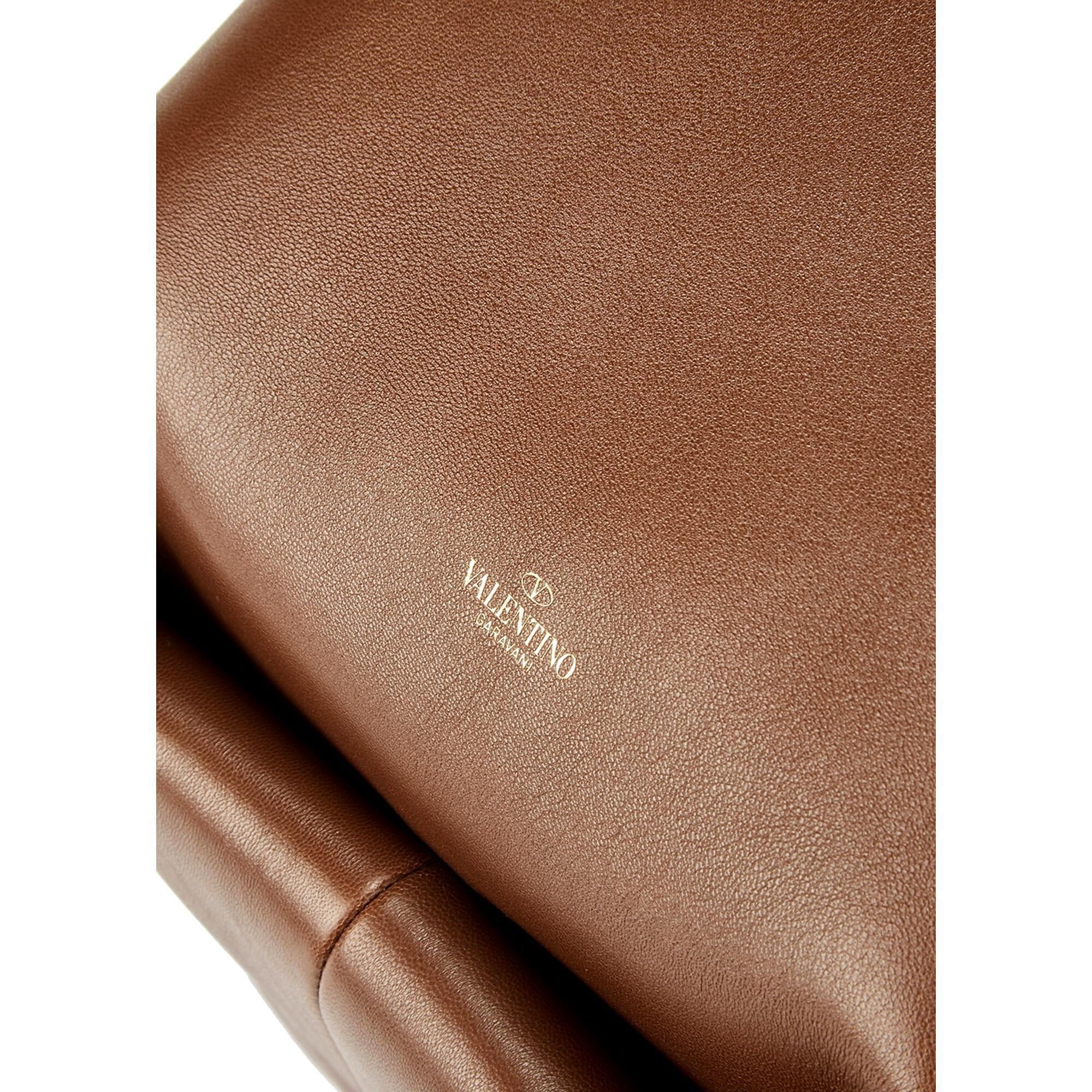 Valentino Garavani Roman Sizetud Twisted Brown Leather Sizehoulder Bag