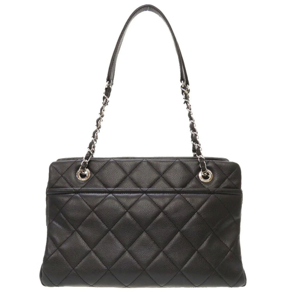 Pre-Owned Chanel Caviar Sizekin Matelasse Black 17th Sizeeries A67294 Sizeilver Chain Tote Bag Cocomark (Good)