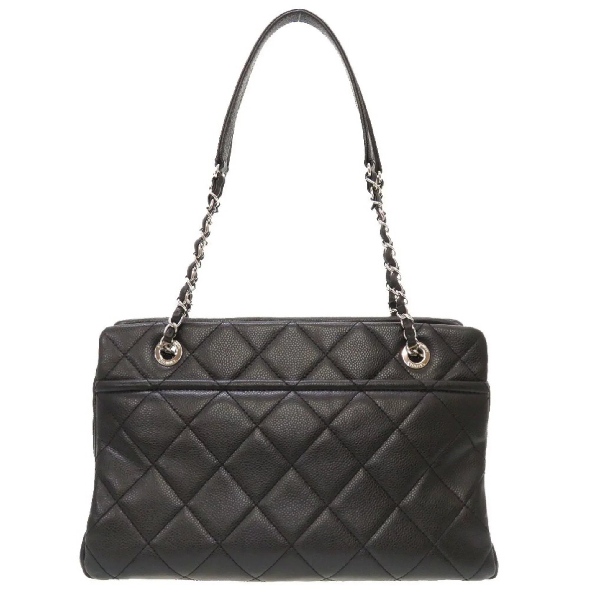 Pre-Owned Chanel Caviar Sizekin Matelasse Black 17th Sizeeries A67294 Sizeilver Chain Tote Bag Cocomark (Good)