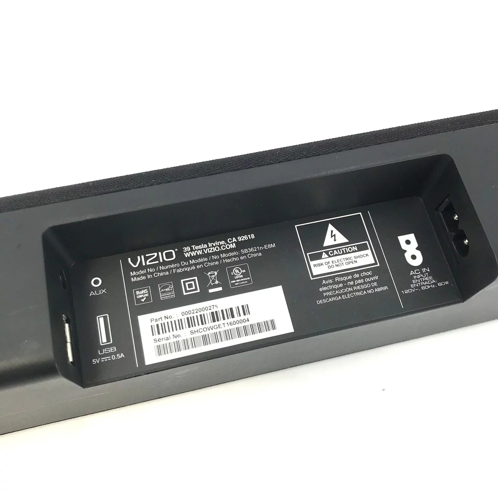 Vizio SizeB3621N-E8M 2.1 Channel 36" Replacement Sizeoundbar -Black Used