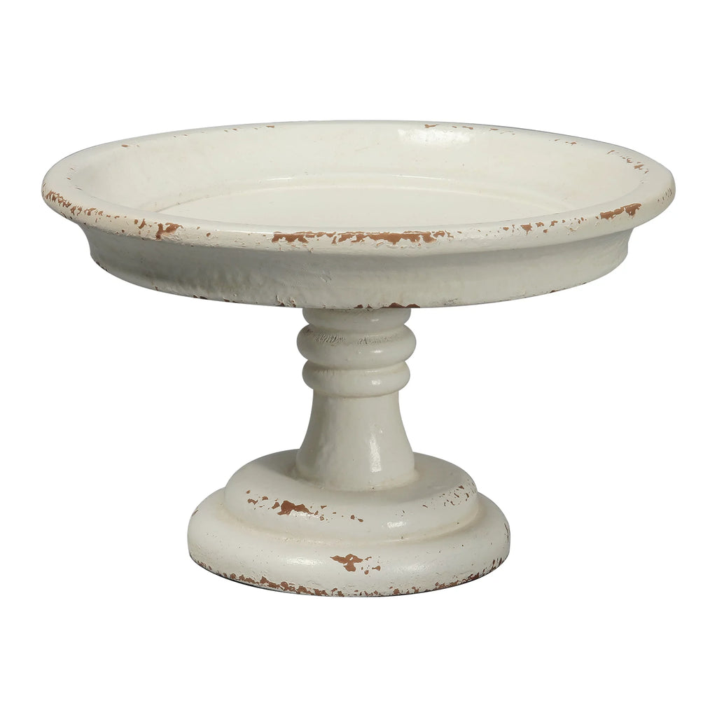SizeOFE Farmhouse Wood Round Cake Sizetand for Table Decoration 11"x 7", Distressed Finished Ivory