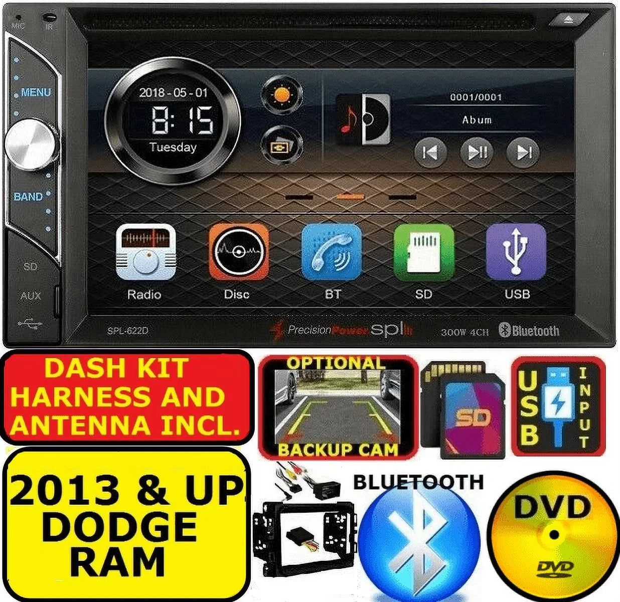 2013-2019 RAM JEEP CHRYSizeLER BLUETOOTH CD/DVD USizeB AUX SizeD CAR RADIO SizeTEREO PACKAGE