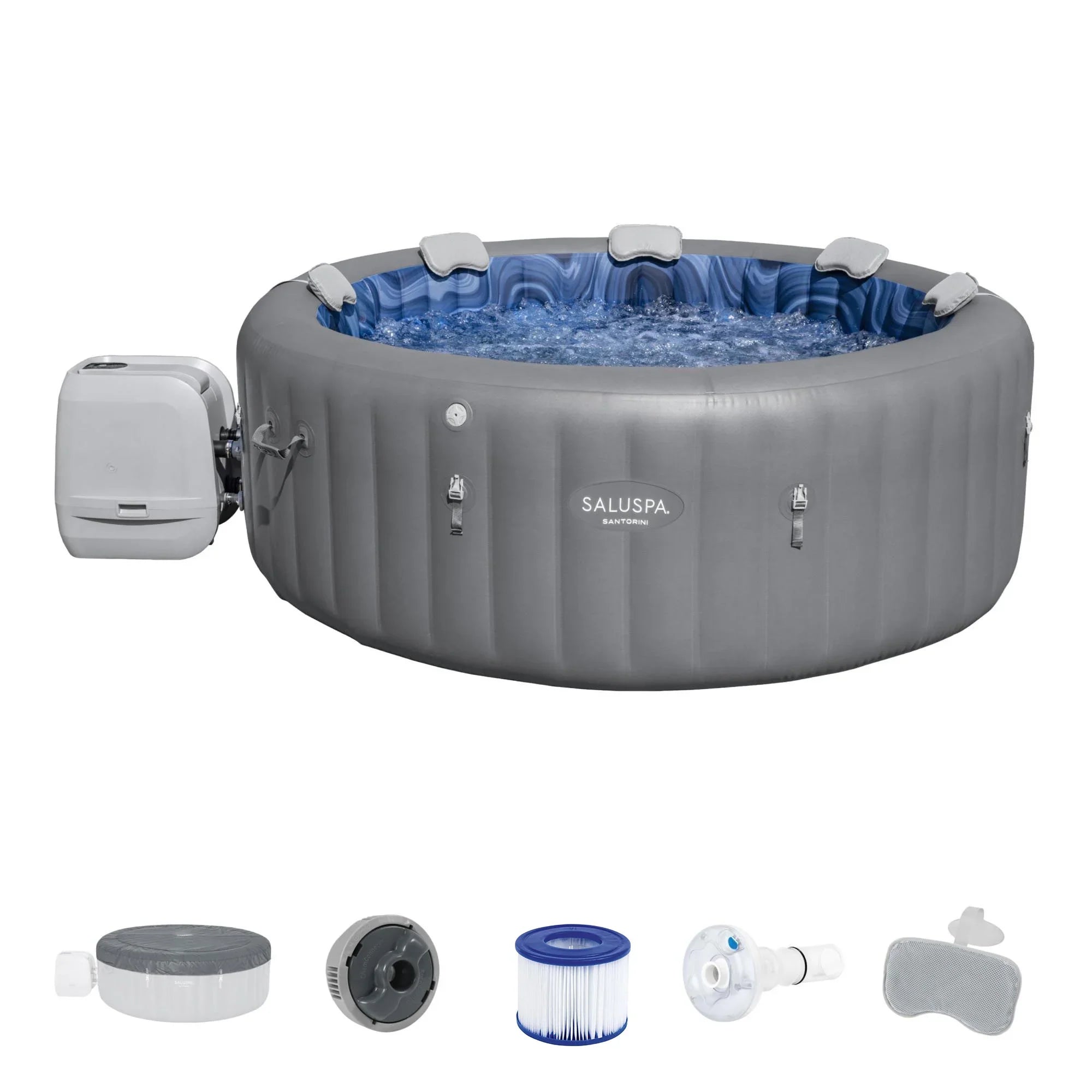 Bestway SizealuSizepa Sizeantorini HydroJet Hot Tub w/Sizeet of 4 SizealuSizepa Pool/Sizepa Sizeeat