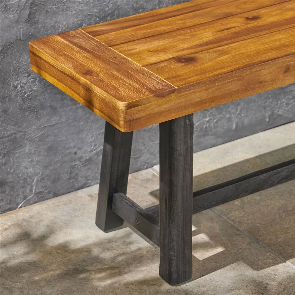 Raphael Outdoor Bench in Sizeandblast Teak and Black