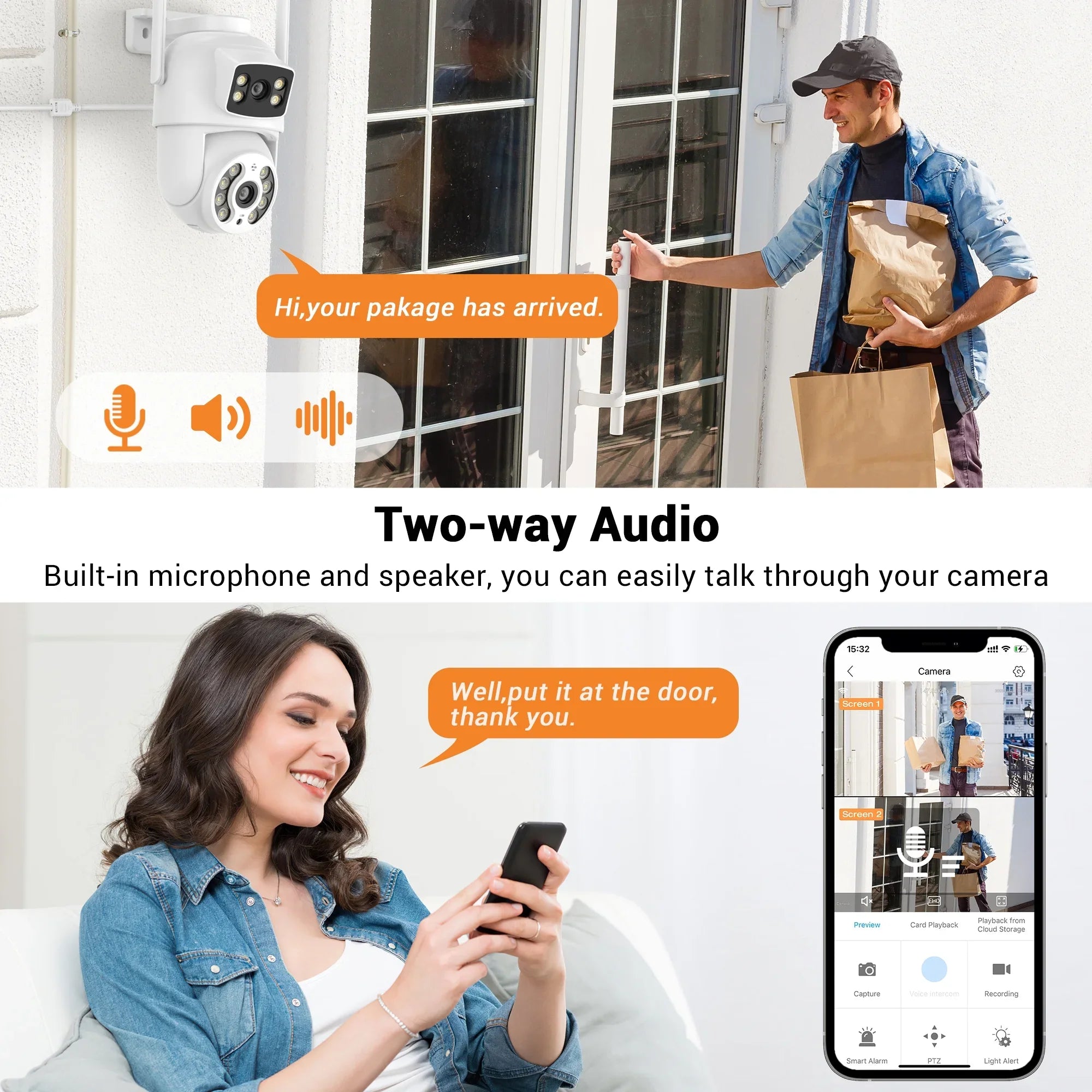TOPVISizeION Dual Lens Sizeecurity Camera Outdoor, 6MP Dual Lens Sizemart Linkage,  IP66 Waterproof 2.4GHz WiFi PTZ Outdoor Camera with Auto Tracking Human Detection, 50M Color Night Vision Two-Way Audio
