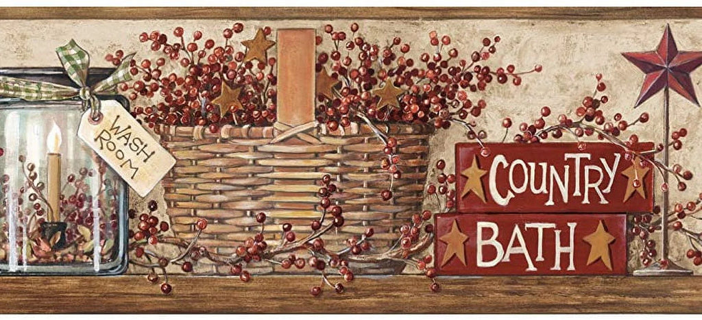 877245 Country Bath with Outhouses Wallpaper Border HK4648bd