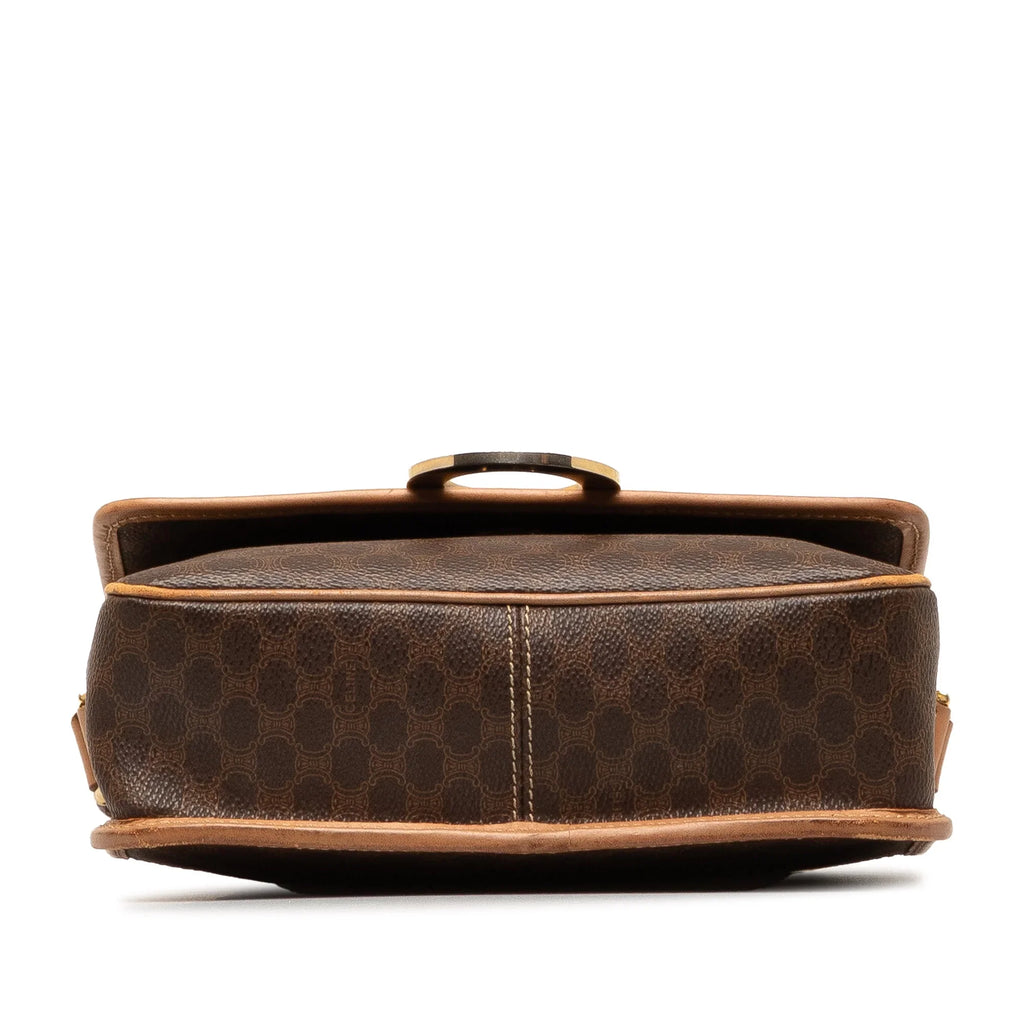 Pre-Owned Authenticated Celine Macadam Crossbody Bag Coated Canvas Fabric Brown Unisex (Good)