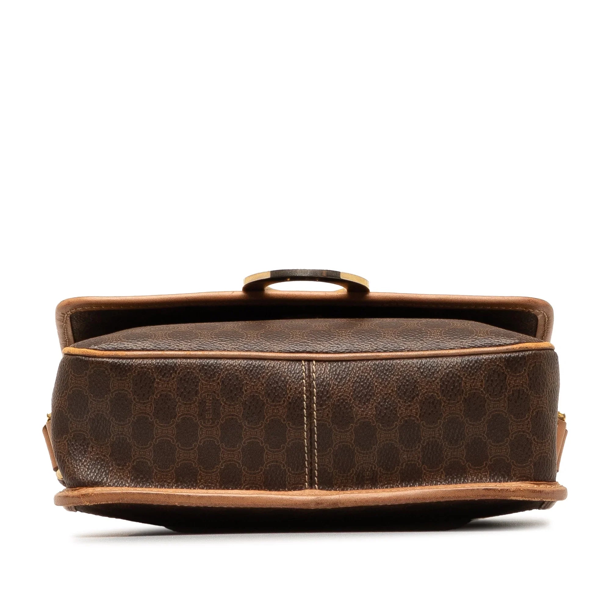 Pre-Owned Authenticated Celine Macadam Crossbody Bag Coated Canvas Fabric Brown Unisex (Good)