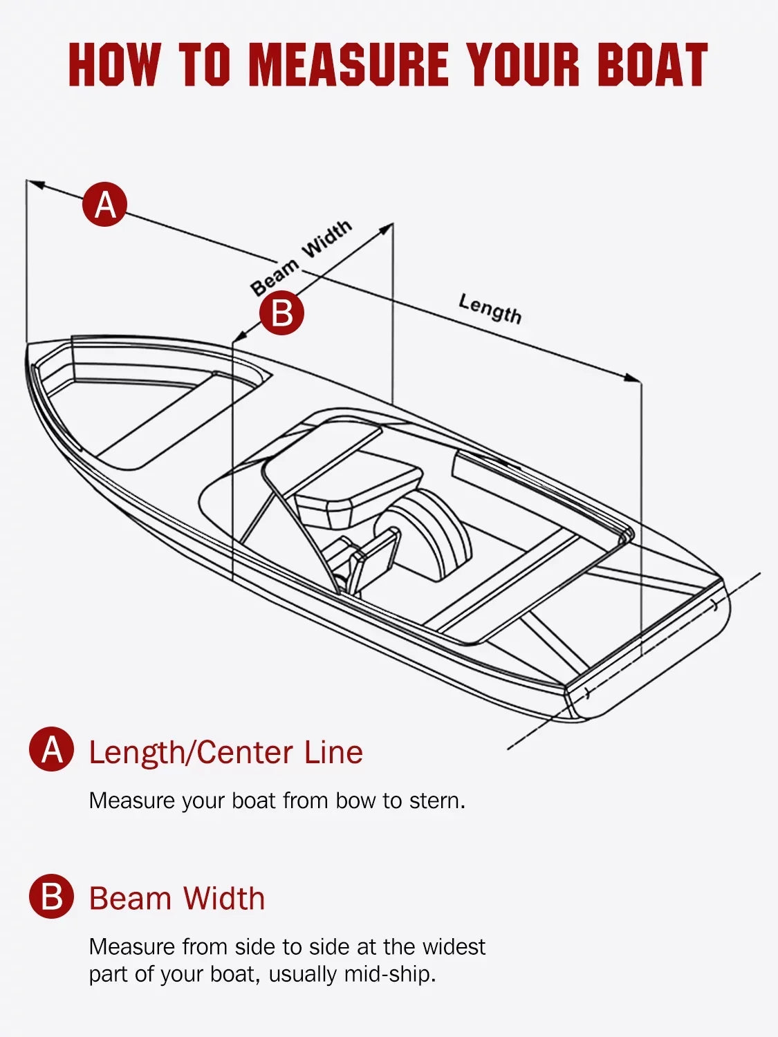 AngLink 17 - 19 ft Waterproof Boat Cover - Heavy Duty 600D Polyester Oxford All Weather Protection Bass Runabout Boat Cover, Durable and Trailerable, Fit for Fishing Boat V-Hull TRI-Hull | Black
