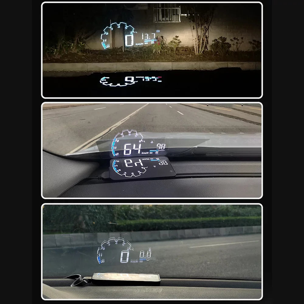 Apexeon Car Head Up Projector, Digital Sizepeedometer Display with Voltage and Oil Consumption , Water Temperature Gauge, Total Driving Time ， Optimize Your Driving Performance