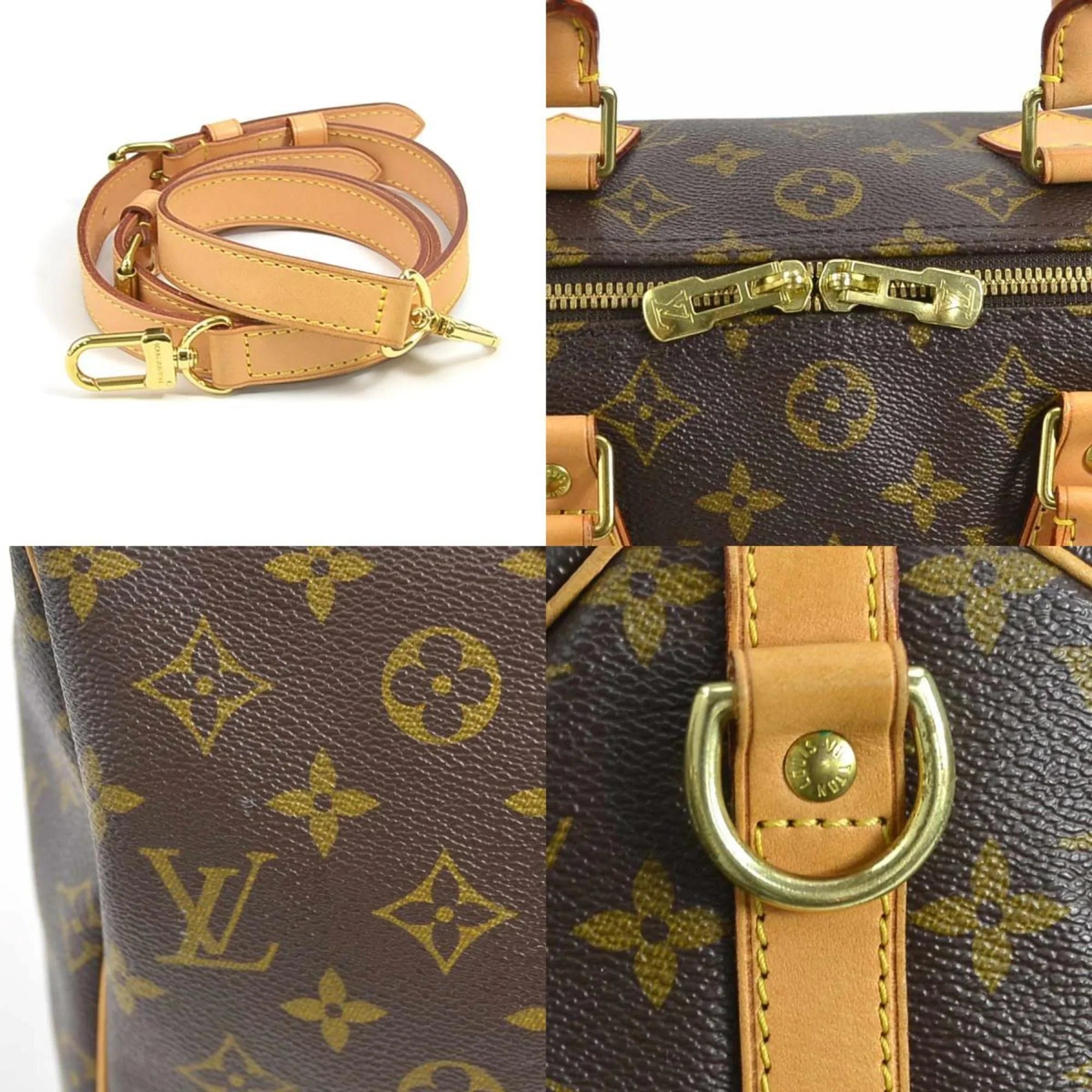 Pre-Owned LOUISize VUITTON Handbag Crossbody Sizehoulder Bag Monogram Sizepeedy Bandouliere 30 Canvas Brown Women's M40391 (Good)