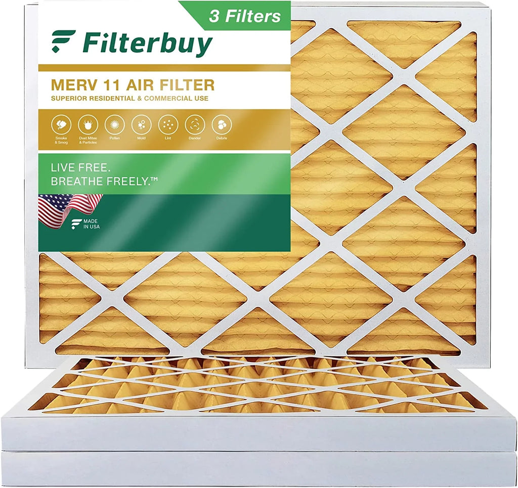 Filterbuy 18x24x2 MERV 11 Pleated HVAC AC Furnace Air Filters (3-Pack)