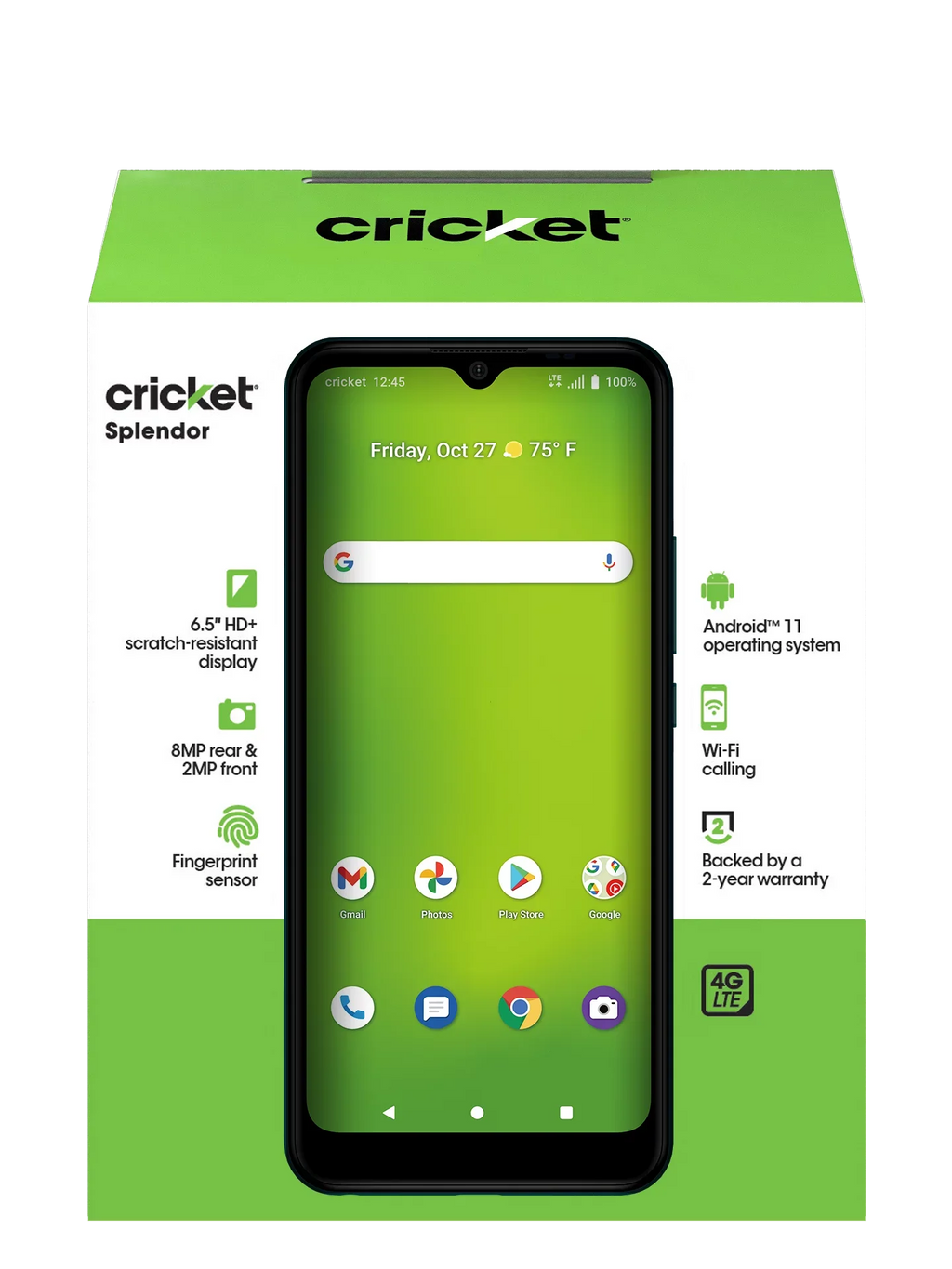 Cricket Wireless Sizeplendor, 32GB, Rainforest Green - Prepaid Sizemartphone