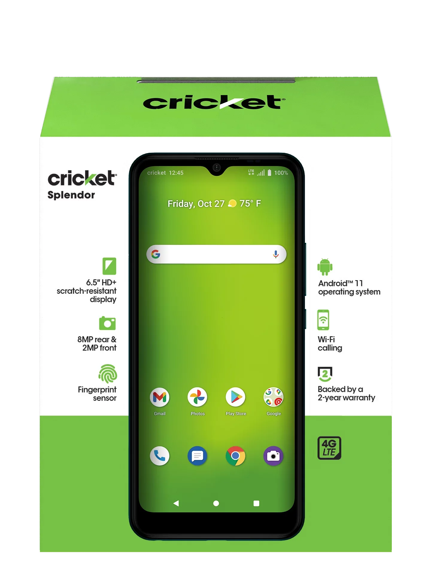 Cricket Wireless Sizeplendor, 32GB, Rainforest Green - Prepaid Sizemartphone