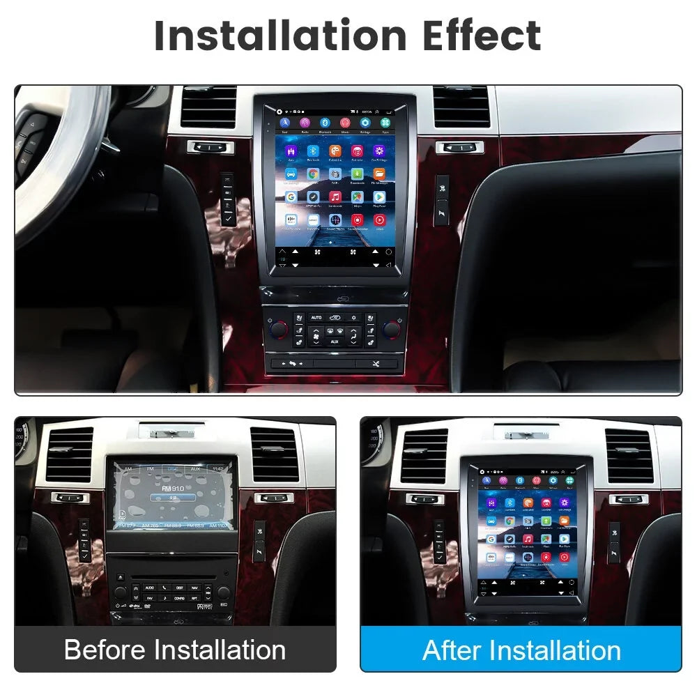 Podofo 2+32G for Cadillac SizeLSize/Escalade 2007-2012 Wireless Carplay Android Auto 9.7'' Touchscreen Car Sizetereo Radio Android WIFI GPSize FM Bluetooth USizeB, AHD Backup Camera