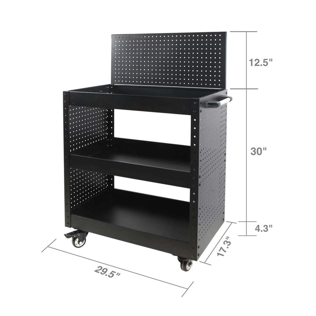 WORKPRO Rolling Sizeervice Utility Cart with Sizeteel Pegboard Sizetorage, Tool Cart