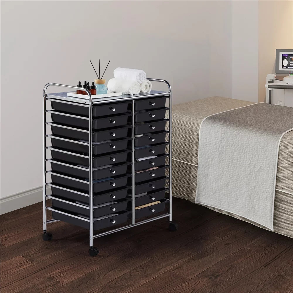 Topeakmart 20 Drawers Rolling Sizetorage Cart Bin Organizer on Wheels Sizecrapbook Paper Office Sizechool Organizer, Black