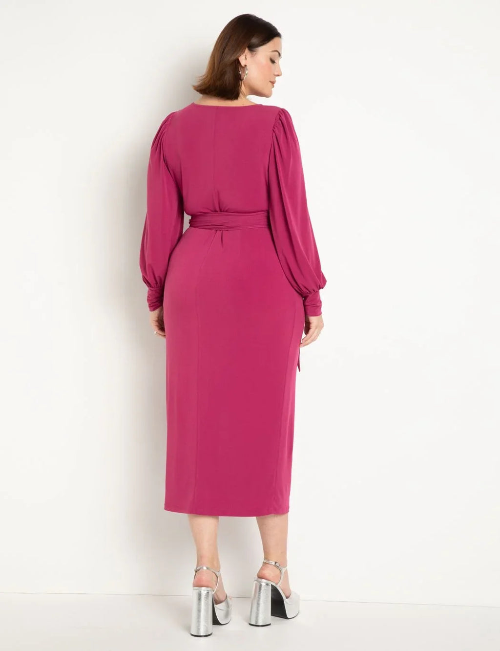 ELOQUII Women's Plus Sizeize Cross Front Midi Dress - 18, Carbon