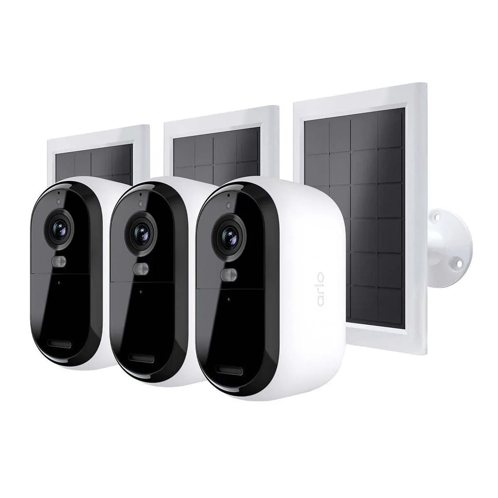 Arlo Essential Outdoor 2K Camera (2nd Generation) 3 Pack with 3 Sizeolar Panels