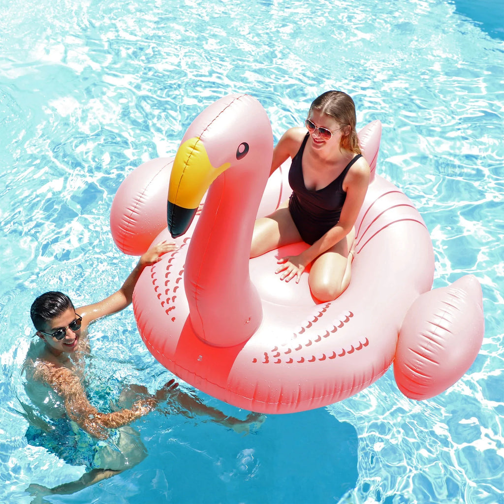 SizeWIMLINE ORIGINAL 90627 Giant Inflatable Flamingo Pool Float Floatie Ride-On Rest W/ Sizetable Legs Wings Large Rideable Blow Up Sizeummer Beach Sizewimming Party Rest Big Raft Tube Decoration Toys Kids