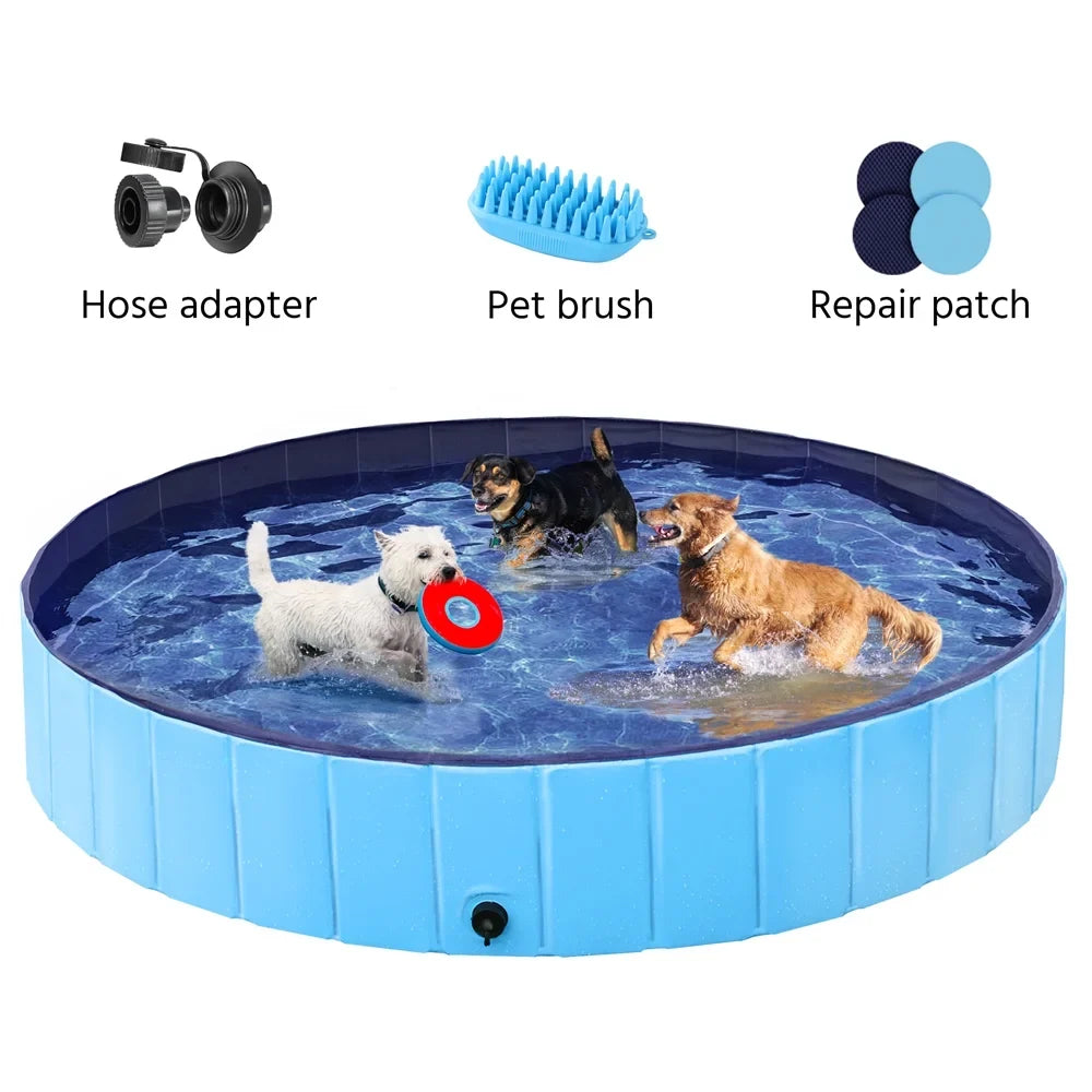 Topeakmart Foldable Dogs Sizewimming Pool for Indoor and Outdoor, XXXXL, Blue