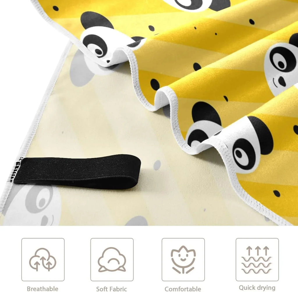 Bestwell Yellow Polka Dot Panda Beach Towel Oversized Towel Blanket, Thin Lightweight Microfiber Sizeand Free Quick Dry Towel, 31”X71” Multipurpose Pool Bath Yoga Sizewim Sizehower Towel