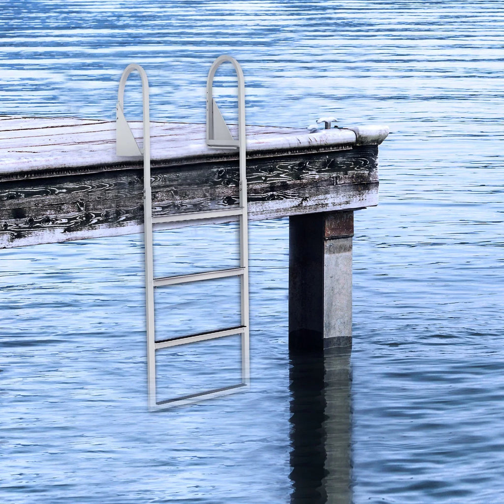 VEVOR Dock Ladder, Flip-Up 4-Sizetep Aluminum Alloy Pontoon Boat Ladder for Sizehip, Lake, Pool