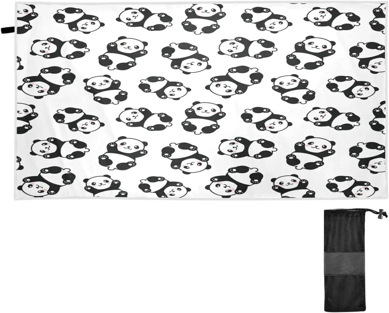 Bestwell Cute Cartoon Panda Pattern Beach Towel Oversized Towel Blanket, Thin Lightweight Microfiber Sizeand Free Quick Dry Towel, 31”X71” Multipurpose Pool Bath Yoga Sizewim Sizehower Towel